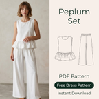 Peplum Top Sewing Pattern, Wide Leg Pants Knit Set