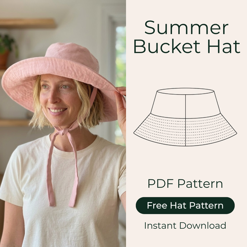 Bucket Hat Sewing Pattern, Reversible Wide Brim Summer Hat