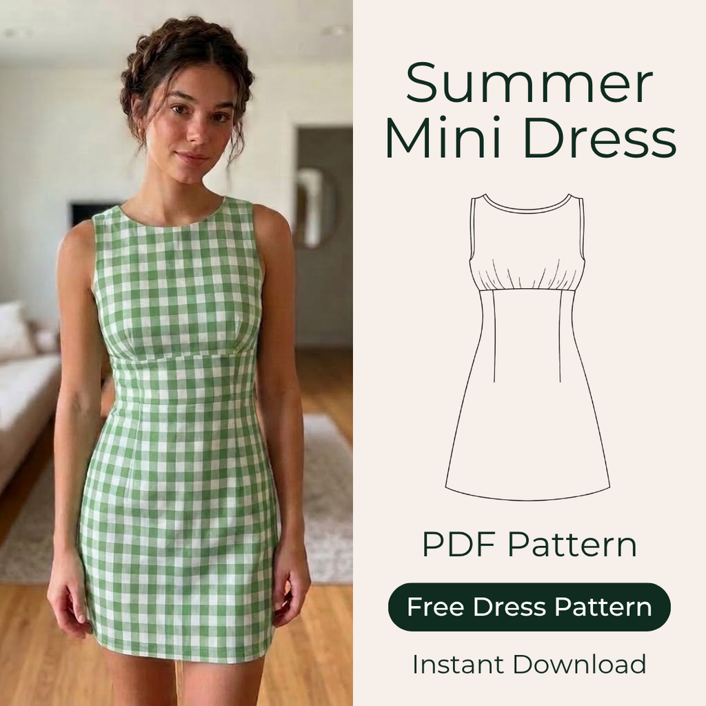 Women Dress Sewing Pattern, Beginner Mini Summer Dress