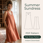 Summer Sundress Sewing Pattern, Beginner Dress Sizes XS-4XL