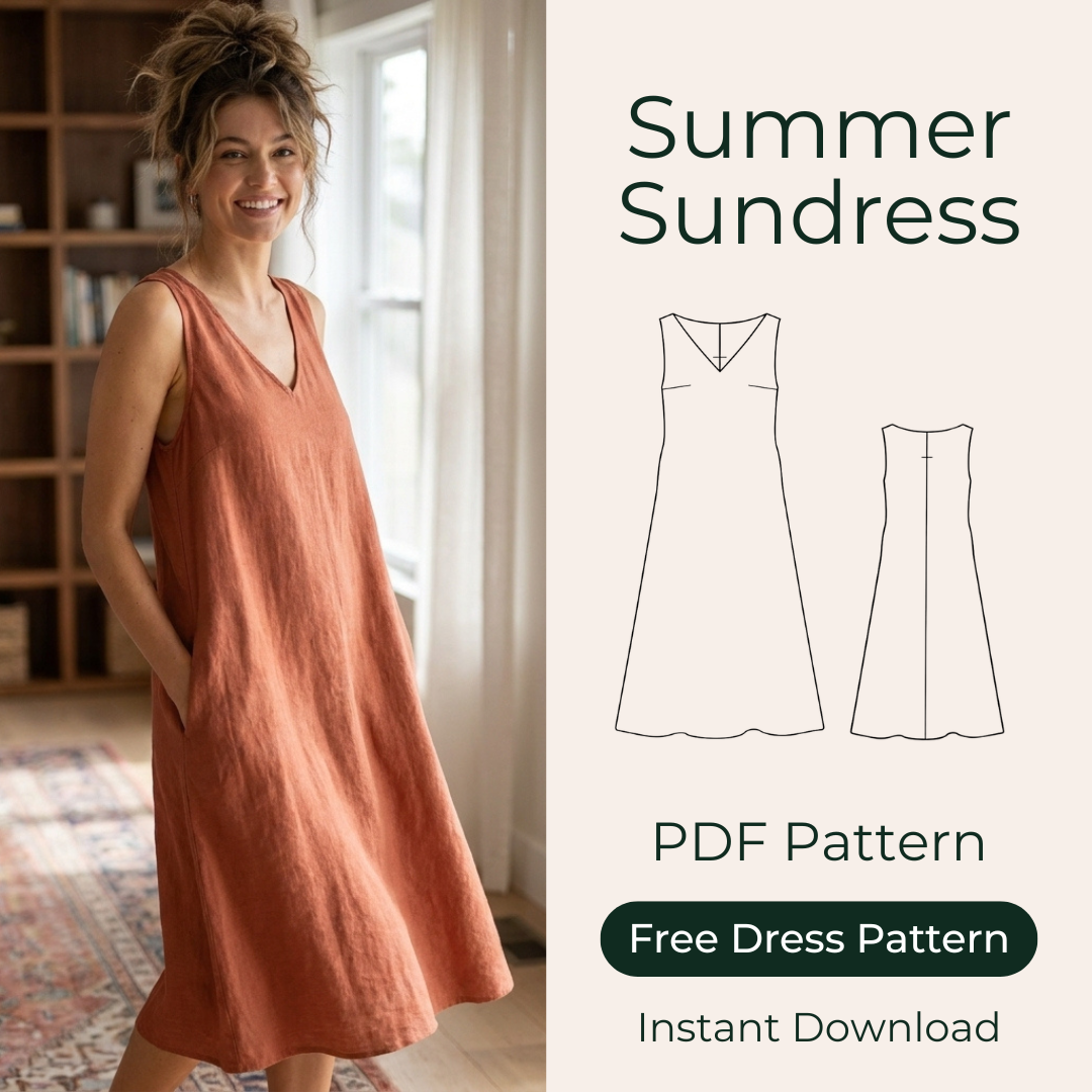 Summer Sundress Sewing Pattern, Beginner Dress Sizes XS-4XL