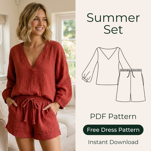 Summer Set Sewing Pattern, Easy Outfit Sizes XS-3XL