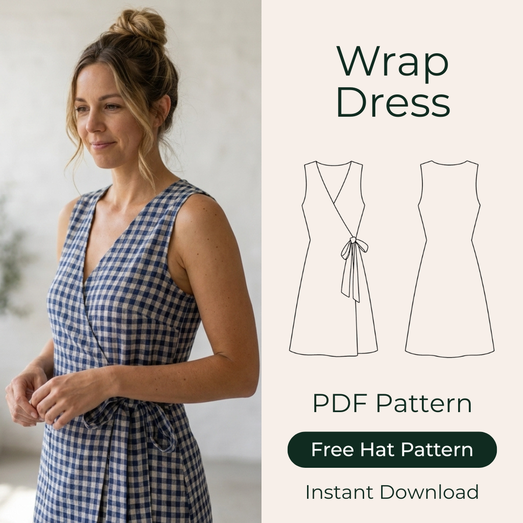 Wrap Dress Sewing Pattern, Beginner Friendly, Sleeveless A Line Dress, – Sew Chic