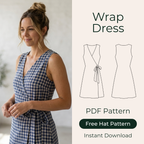 Wrap Dress Sewing Pattern, Beginner Friendly, Sleeveless A Line Dress, XS-2XL