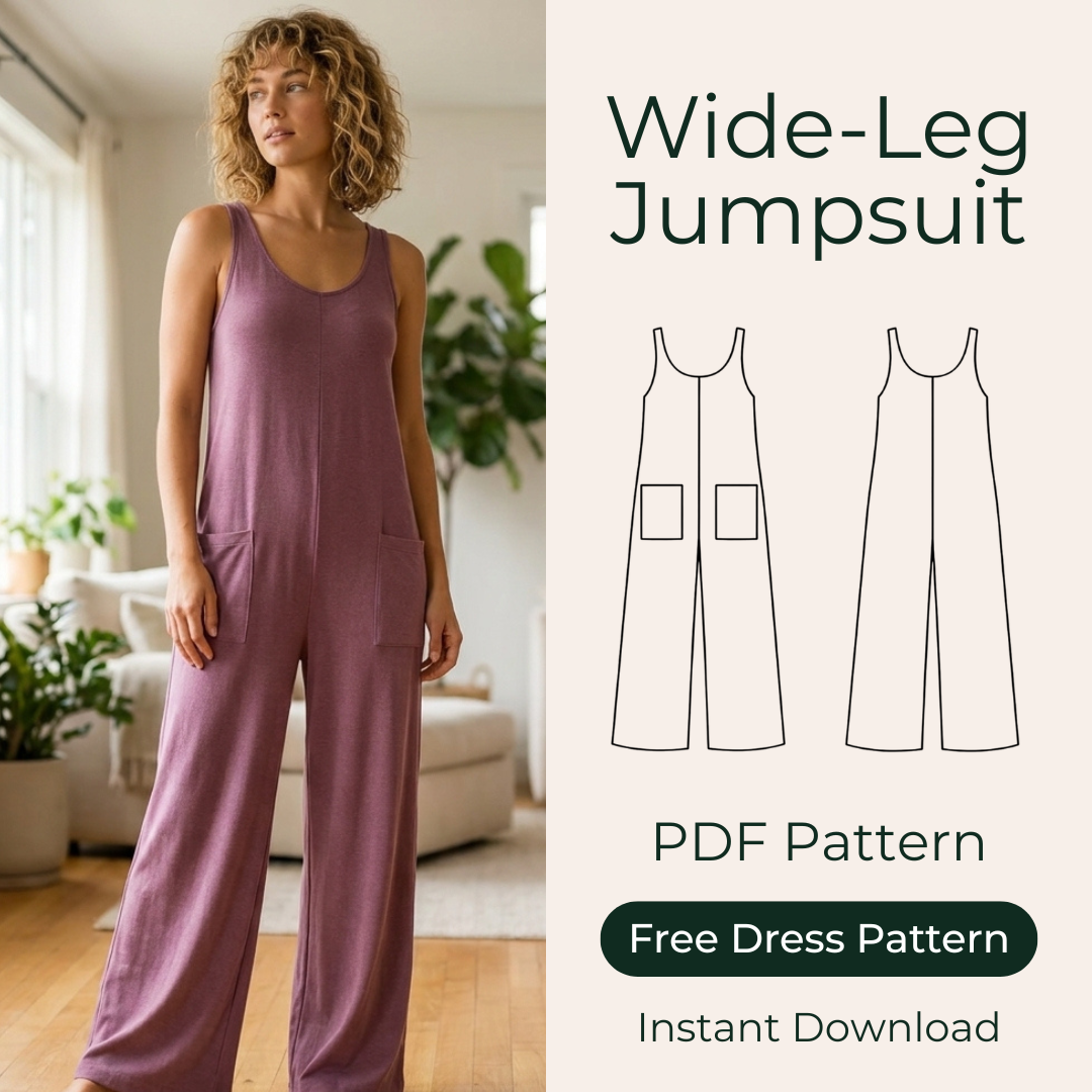 Wide Leg Lounge Jumpsuit Sewing Pattern PDF Women Jumpsuit Pattern XS to 7X Loose Fit Romper Pattern Plus Size Jumpsuit Pocket Jumpsuit
