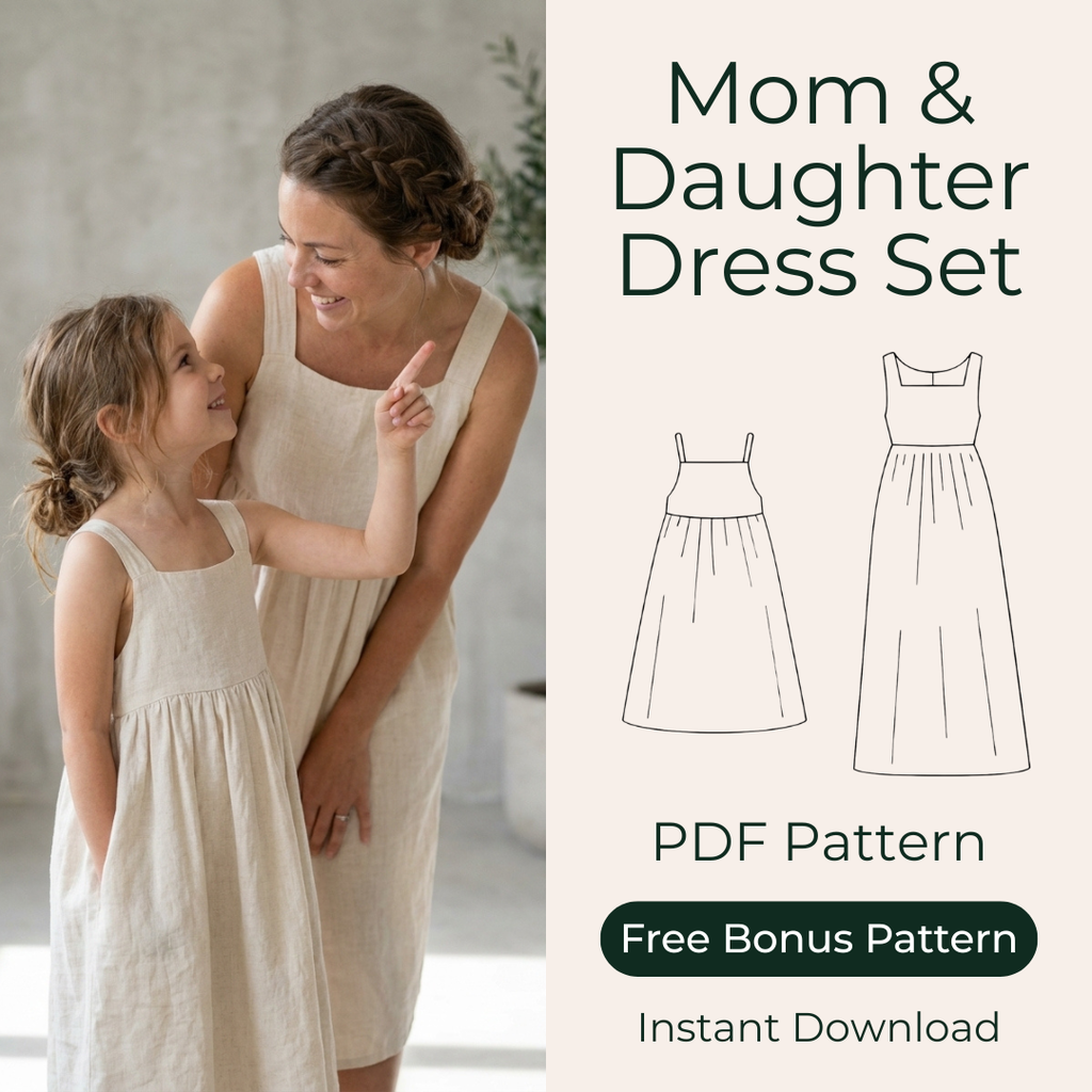 Mother Daughter Dress Sewing Pattern, Beginner Matching Outfit Guide