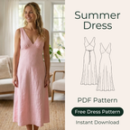 Bias Cut Midi Dress Sewing Pattern, V Neck Summer Slip Dress