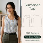 Asymmetrical Tank Top Sewing Pattern, Minimalist Draped Summer Top
