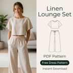 Linen Lounge Set Pattern, Cropped Top And Palazzo Pants