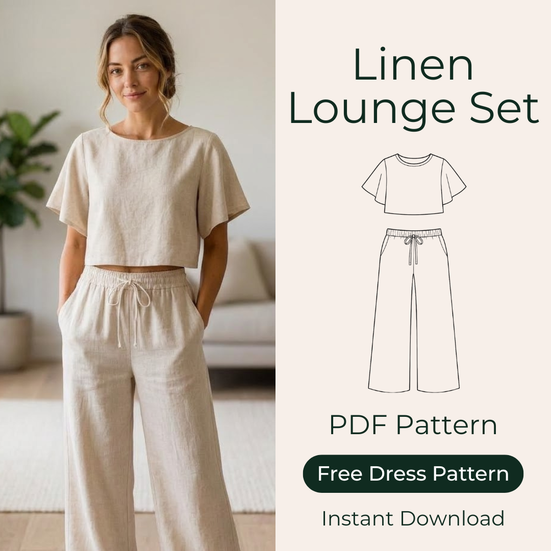 Linen Lounge Set Pattern, Cropped Top And Palazzo Pants
