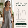 Wide Leg Boho Jumpsuit Sewing Pattern, Beginner Friendly Guide, Instant Download