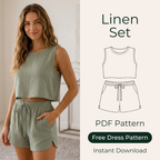 Summer Lounge Set Sewing Pattern, Beginner Tank Top And Shorts