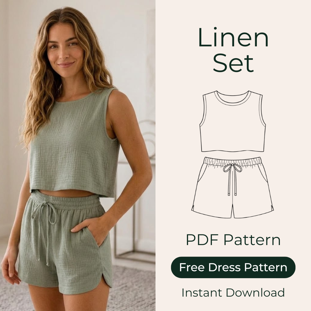 Summer Lounge Set Sewing Pattern, Beginner Tank Top And Shorts
