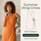 Wrap Dress Sewing Pattern, Beginner Friendly Sizes XS-5XL