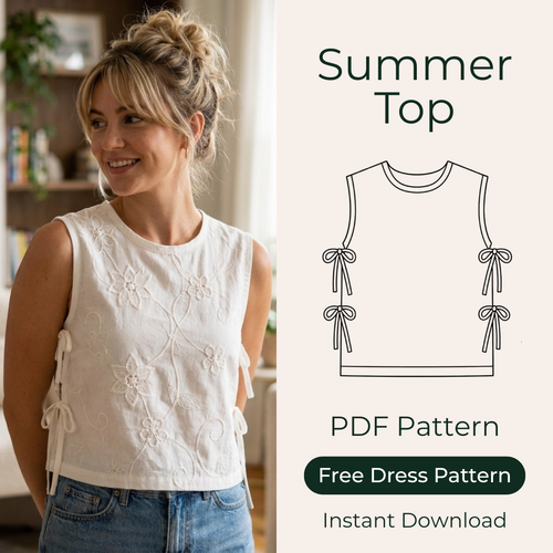 Tie Side Blouse Sewing Pattern, Sleeveless Summer Top For Women