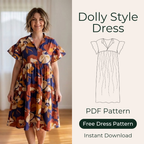 Dolly Dress Sewing Pattern, Size Inclusive PDF Pattern