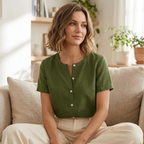 Linen Blouse Sewing Pattern, Button Down Summer Top For Women