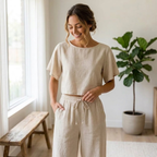 Linen Lounge Set Pattern, Cropped Top And Palazzo Pants