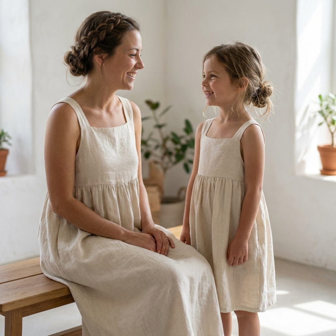 Mother Daughter Dress Sewing Pattern, Beginner Matching Outfit Guide