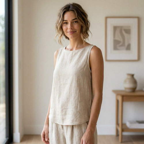 Boat Neck Top Sewing Pattern, Minimalist Linen Summer Blouse
