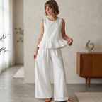 Peplum Top Sewing Pattern, Wide Leg Pants Knit Set