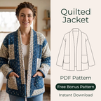 Quilted Jacket Sewing Pattern Women Coat Pattern PDF (XS-XXXL) Modern Zip Coat Beginner Friendly Patchwork Pattern Instant Download