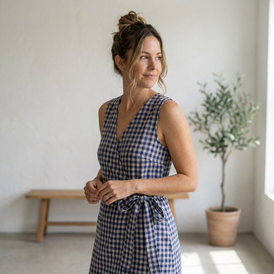 Wrap Dress Sewing Pattern, Beginner Friendly, Sleeveless A Line Dress, XS-2XL