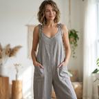Wide Leg Boho Jumpsuit Sewing Pattern, Beginner Friendly Guide, Instant Download