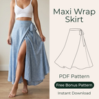 Maxi Skirt Pattern | Wrap Skirt Pattern | Women Sewing Pattern | Sewing Patterns | Easy Skirt Sewing pattern | Maxi Wrap Skirt Pattern