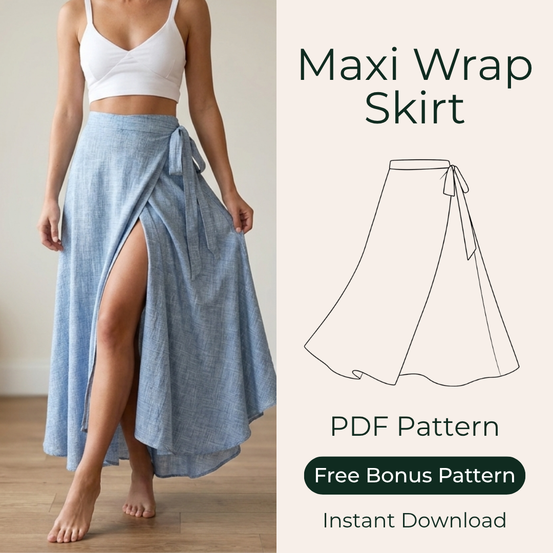 Maxi Skirt Pattern | Wrap Skirt Pattern | Women Sewing Pattern | Sewing Patterns | Easy Skirt Sewing pattern | Maxi Wrap Skirt Pattern