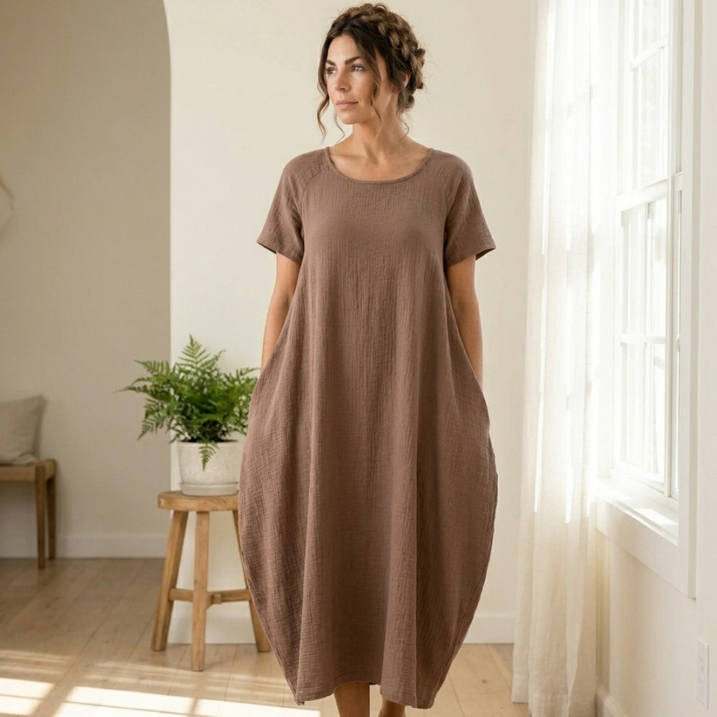 Boho Maxi Dress Sewing Pattern, Oversized Beginner Kaftan Dress
