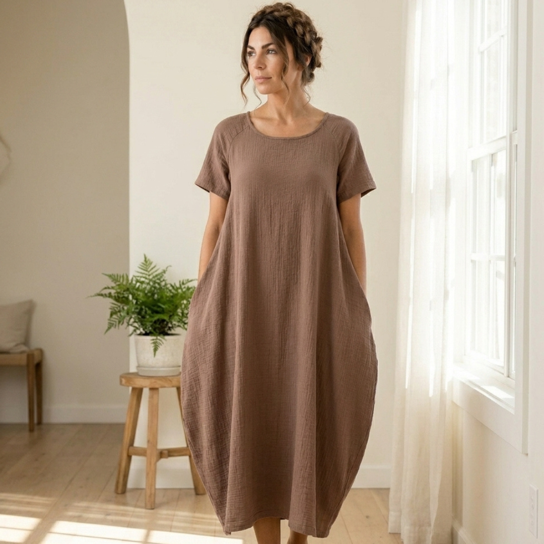 Boho Maxi Dress Sewing Pattern, Oversized Beginner Kaftan Dress