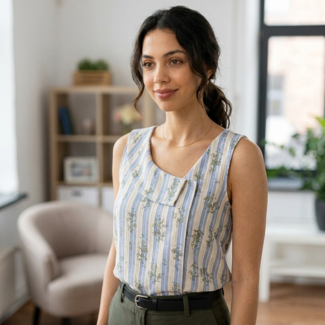 Asymmetrical Tank Top Sewing Pattern, Minimalist Draped Summer Top