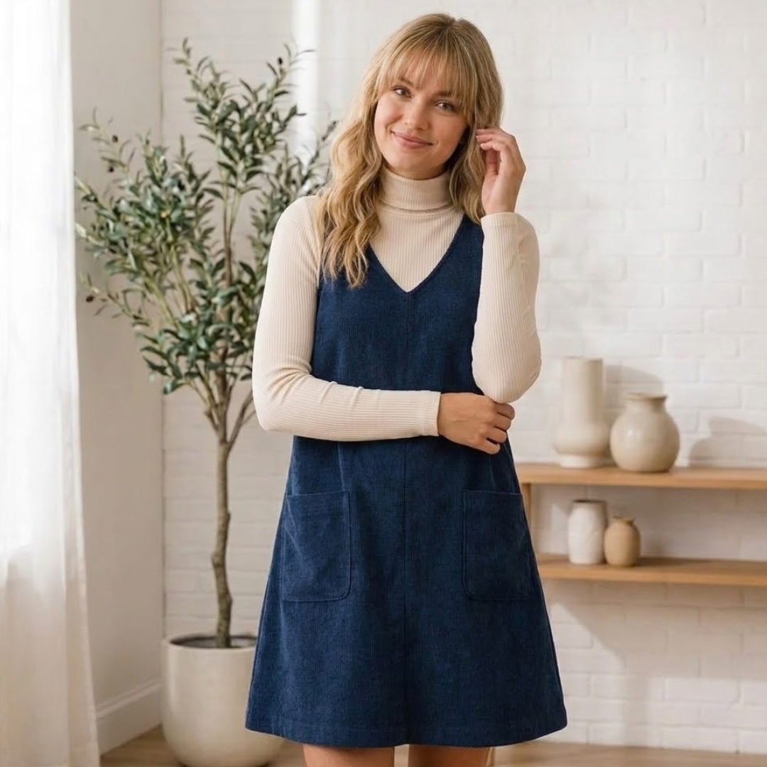 Pinafore Jumper Dress Sewing Pattern PDF | Sleeveless V Neck Pocket Dress Women | XS-XXXL | Beginner A Line Digital Download