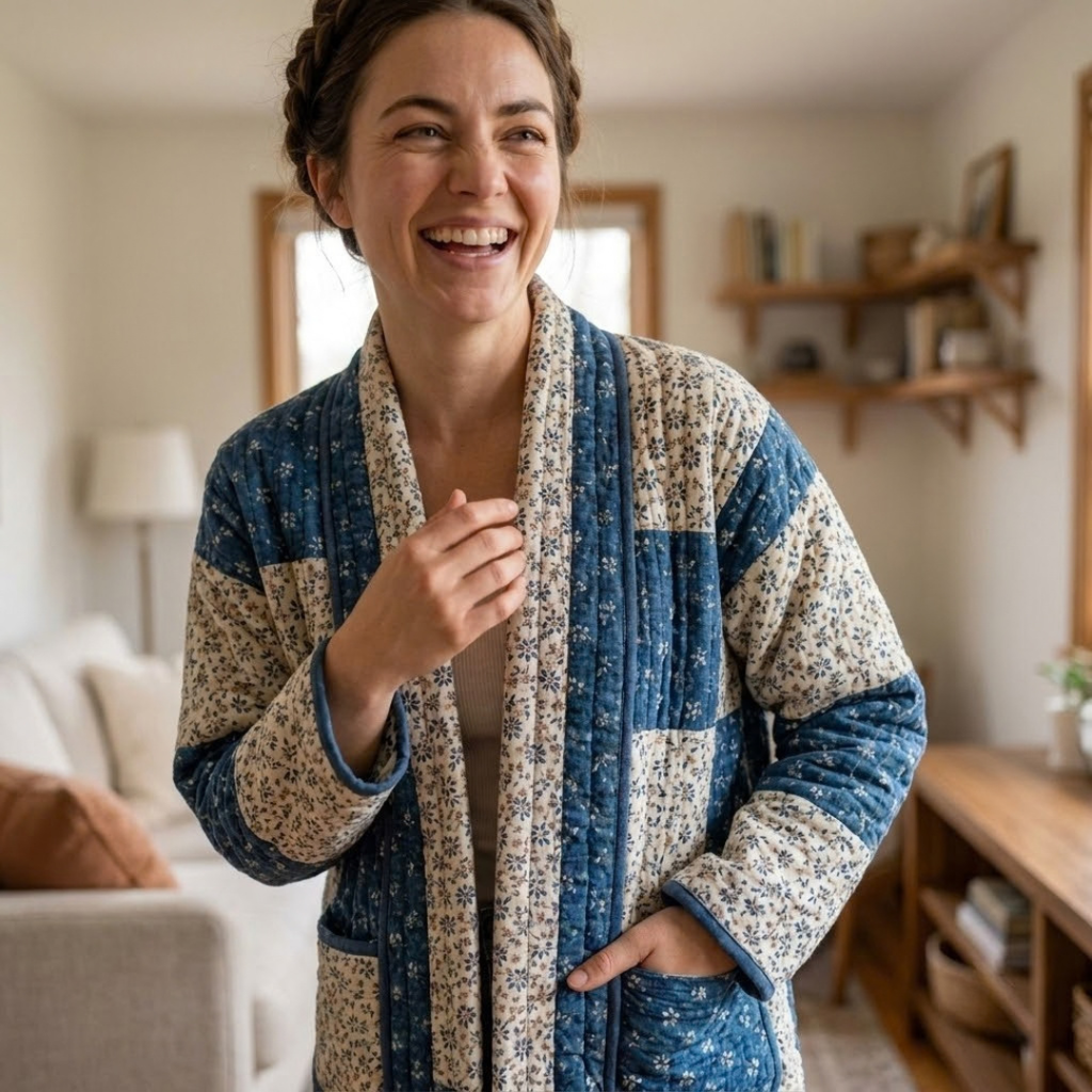Quilted Jacket Sewing Pattern Women Coat Pattern PDF (XS-XXXL) Modern Zip Coat Beginner Friendly Patchwork Pattern Instant Download